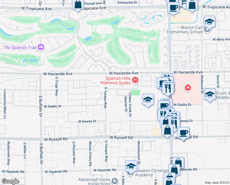 map of restaurants, bars, coffee shops, grocery stores, and more near 5431 Dancing Bear Drive in Las Vegas