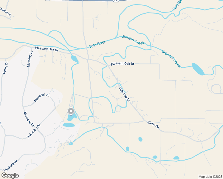 map of restaurants, bars, coffee shops, grocery stores, and more near 33281 Tule Oak Drive in Springville
