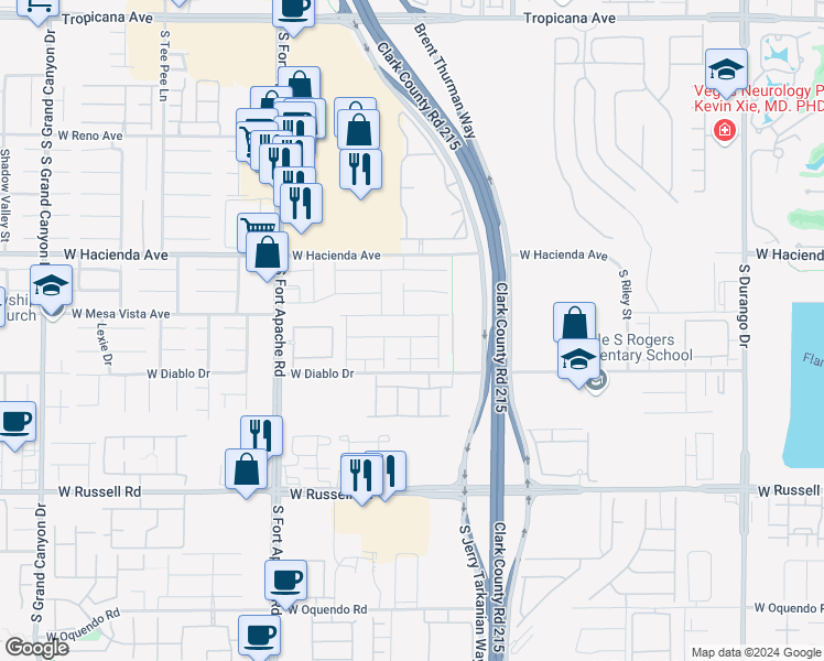 map of restaurants, bars, coffee shops, grocery stores, and more near 9226 Martel Avenue in Las Vegas