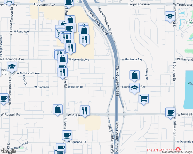 map of restaurants, bars, coffee shops, grocery stores, and more near 9226 Martel Avenue in Las Vegas
