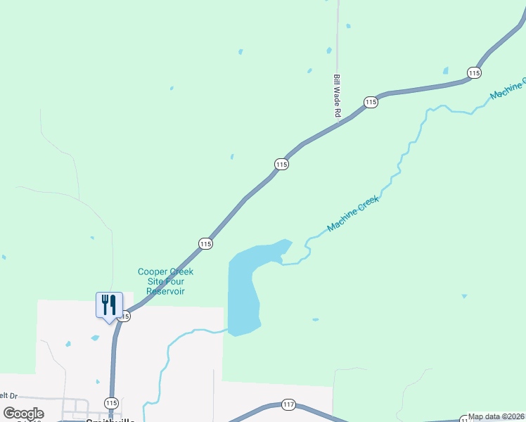 map of restaurants, bars, coffee shops, grocery stores, and more near 1320 Arkansas 115 in Smithville