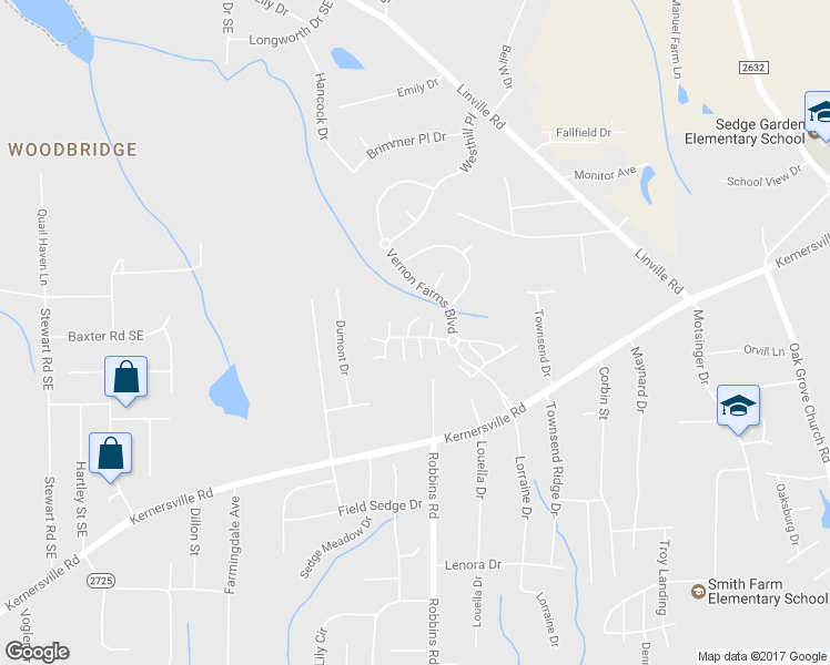 map of restaurants, bars, coffee shops, grocery stores, and more near 643 Pope Creek Road in Kernersville