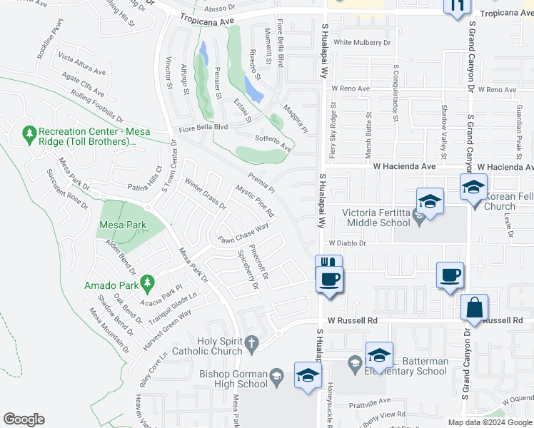 map of restaurants, bars, coffee shops, grocery stores, and more near 10317 Mystic Pine Road in Las Vegas