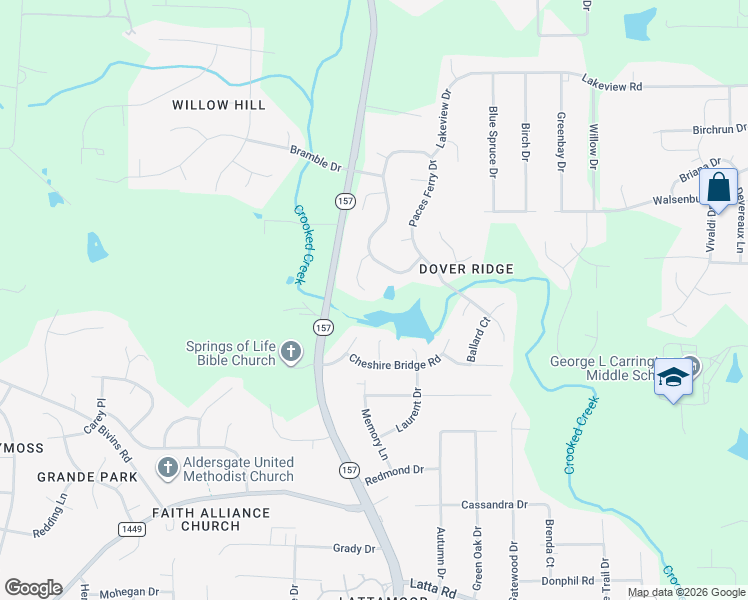 map of restaurants, bars, coffee shops, grocery stores, and more near 17 Brickstone Place in Durham