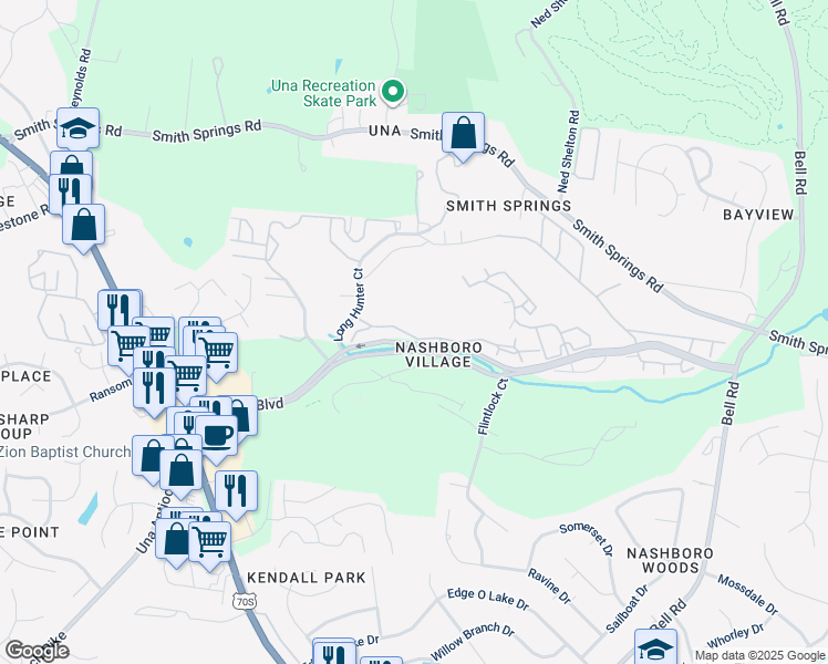 map of restaurants, bars, coffee shops, grocery stores, and more near 1400 Doubletree Lane in Nashville
