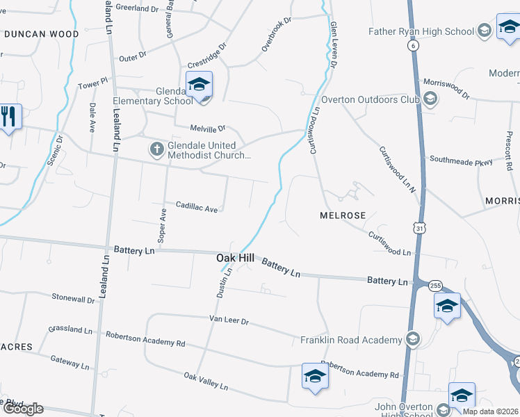 map of restaurants, bars, coffee shops, grocery stores, and more near 853 Pasadena Drive in Nashville