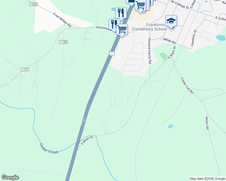 map of restaurants, bars, coffee shops, grocery stores, and more near 115 Carlton Lane in Franklinton