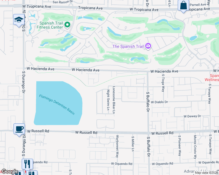 map of restaurants, bars, coffee shops, grocery stores, and more near 5402 Night Swim Lane in Las Vegas