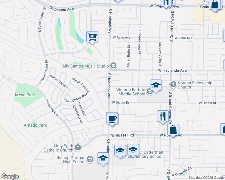 map of restaurants, bars, coffee shops, grocery stores, and more near 5445 Progresso Street in Las Vegas