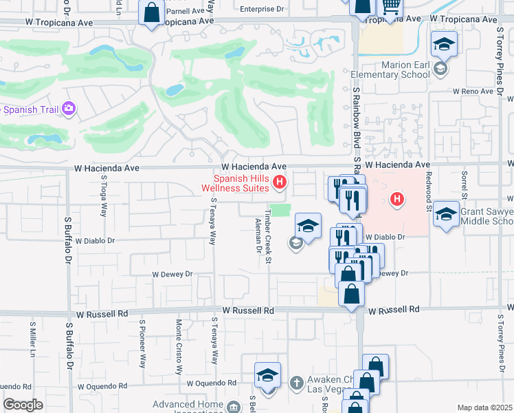 map of restaurants, bars, coffee shops, grocery stores, and more near 7217 West Mesa Vista Avenue in Las Vegas