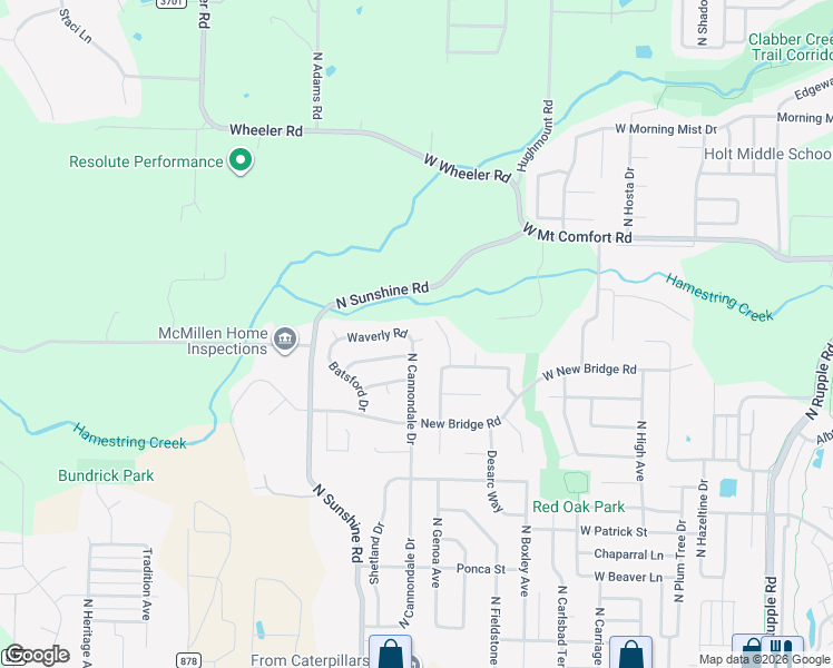 map of restaurants, bars, coffee shops, grocery stores, and more near 4966 Chimon Way in Fayetteville