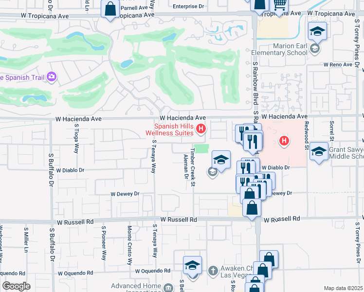 map of restaurants, bars, coffee shops, grocery stores, and more near 7237 West Mesa Vista Avenue in Las Vegas