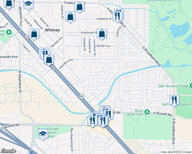map of restaurants, bars, coffee shops, grocery stores, and more near 6369 Point Isabel Way in Las Vegas