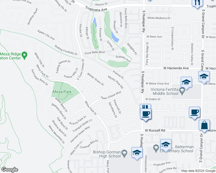 map of restaurants, bars, coffee shops, grocery stores, and more near 10420 Winter Grass Drive in Las Vegas