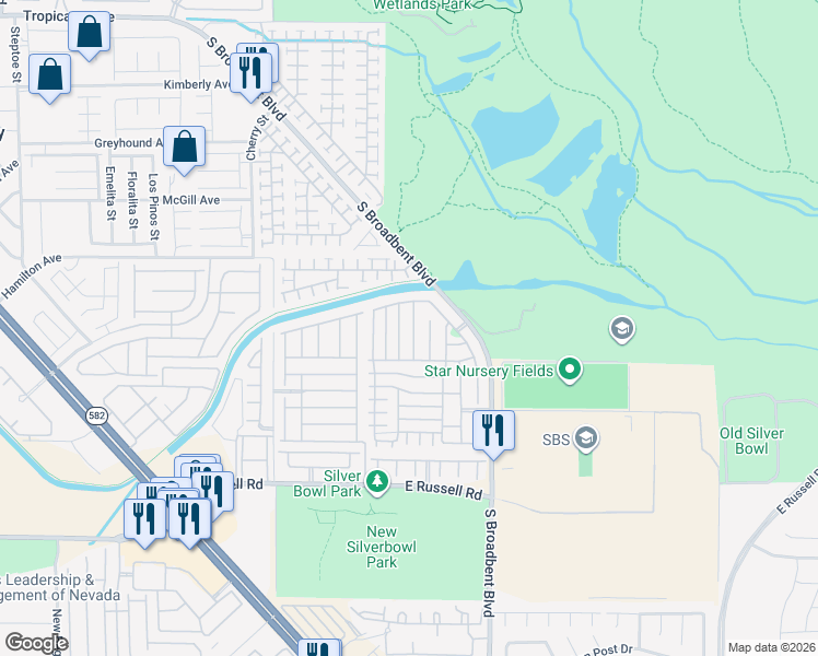 map of restaurants, bars, coffee shops, grocery stores, and more near 5411 Raccoon Valley Lane in Las Vegas