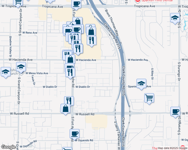 map of restaurants, bars, coffee shops, grocery stores, and more near 9265 Valley Betica Avenue in Las Vegas