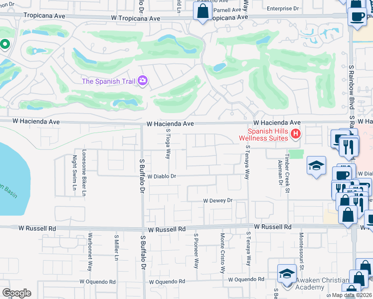 map of restaurants, bars, coffee shops, grocery stores, and more near 5322 White Butterfly Street in Las Vegas