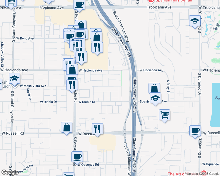 map of restaurants, bars, coffee shops, grocery stores, and more near 9217 Valley Betica Avenue in Las Vegas