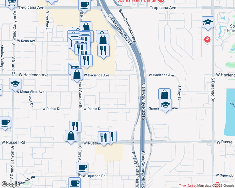 map of restaurants, bars, coffee shops, grocery stores, and more near 9217 Valley Betica Avenue in Las Vegas