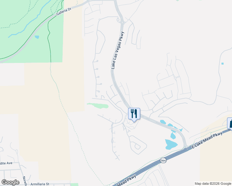 map of restaurants, bars, coffee shops, grocery stores, and more near 12 Via Del Cielo Parkway in Henderson