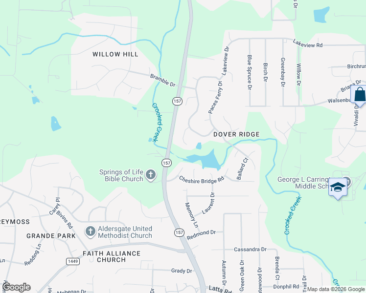 map of restaurants, bars, coffee shops, grocery stores, and more near 17 Brickstone Place in Durham