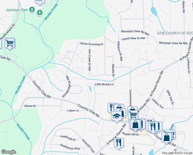 map of restaurants, bars, coffee shops, grocery stores, and more near 5208 Clearview Drive Northwest in Winston-Salem