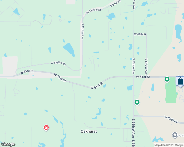 map of restaurants, bars, coffee shops, grocery stores, and more near 7108 West 50th Street in Tulsa