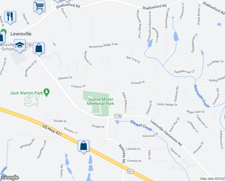 map of restaurants, bars, coffee shops, grocery stores, and more near 1000 Flameleaf Court in Lewisville