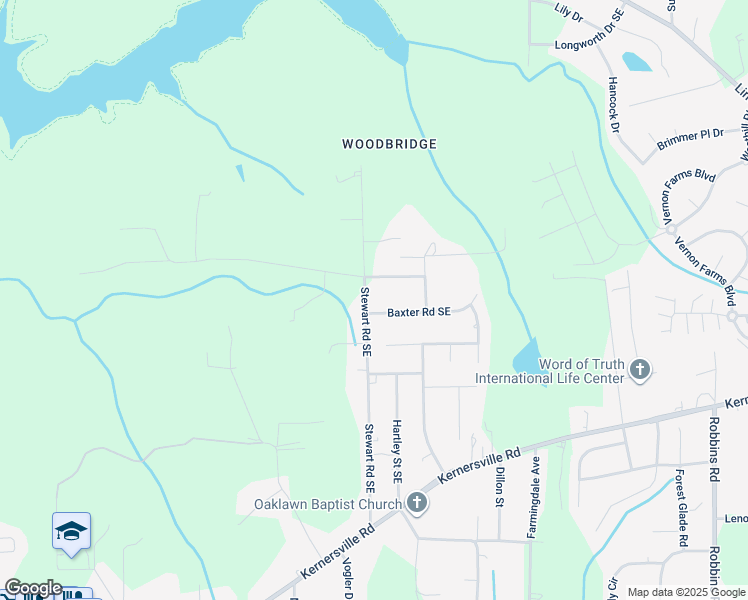 map of restaurants, bars, coffee shops, grocery stores, and more near 335 Stewart Road Southeast in Winston-Salem