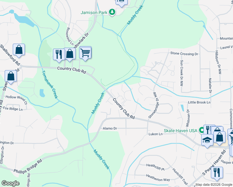 map of restaurants, bars, coffee shops, grocery stores, and more near 198 Kinloch Court in Winston-Salem