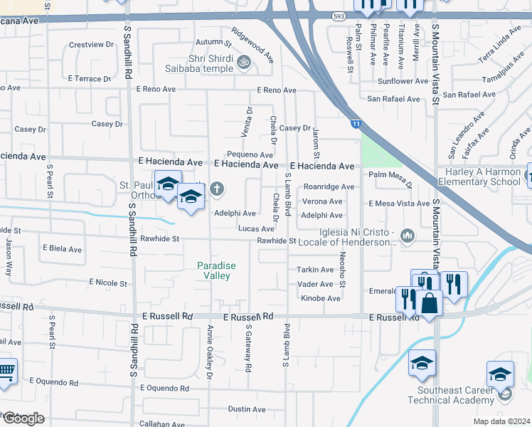map of restaurants, bars, coffee shops, grocery stores, and more near 5438 Beaverhead Drive in Las Vegas