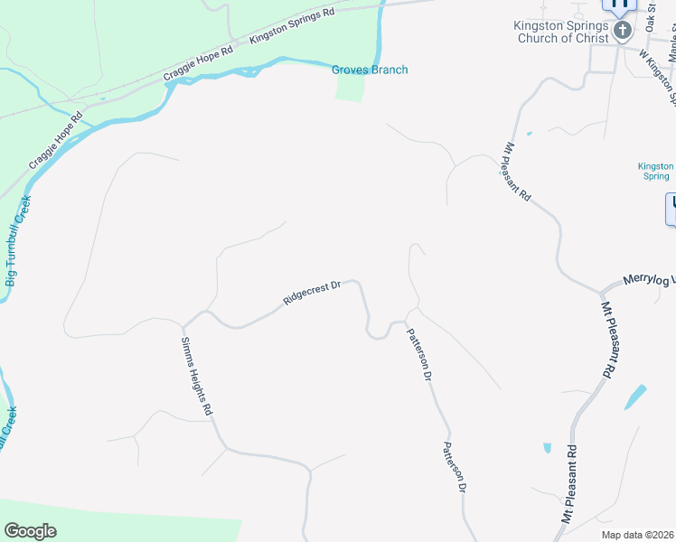 map of restaurants, bars, coffee shops, grocery stores, and more near 1008 Ridgecrest Drive in Kingston Springs