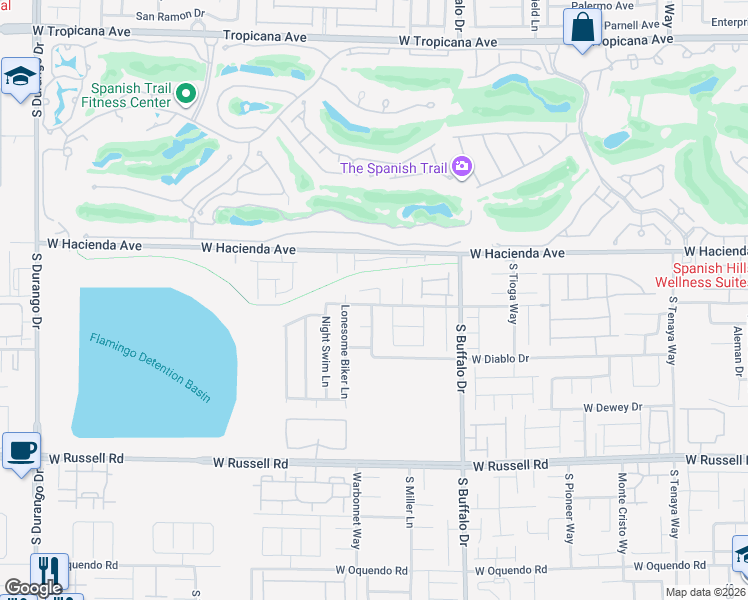 map of restaurants, bars, coffee shops, grocery stores, and more near 5397 Winning Spirit Lane in Las Vegas