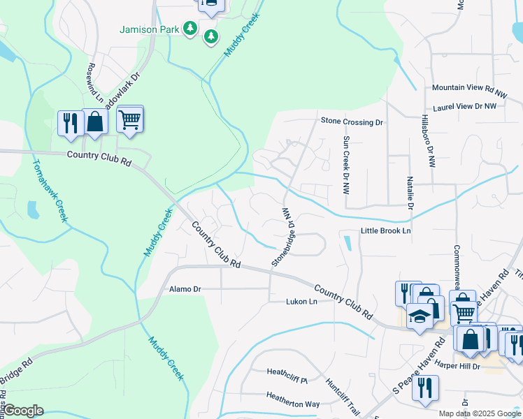 map of restaurants, bars, coffee shops, grocery stores, and more near 663 Balfour Road in Winston-Salem
