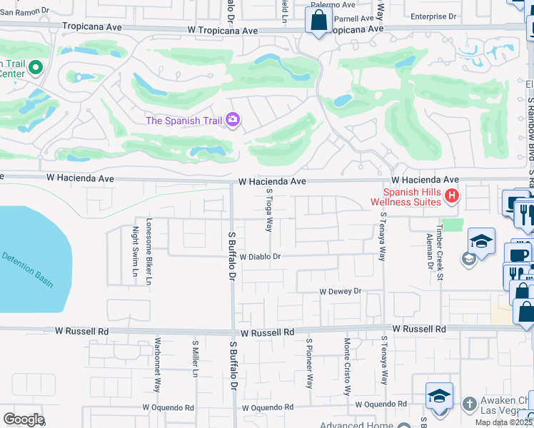 map of restaurants, bars, coffee shops, grocery stores, and more near 7689 Mocorito Avenue in Las Vegas