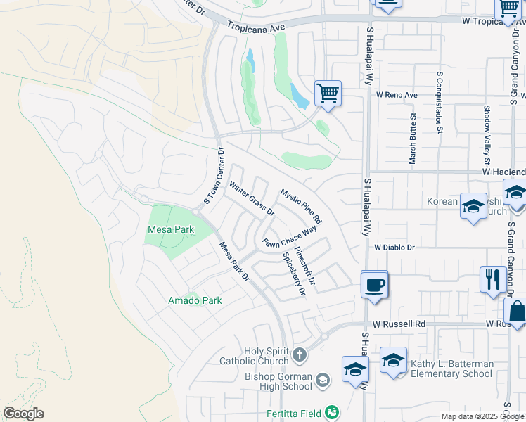 map of restaurants, bars, coffee shops, grocery stores, and more near 5431 Canopy Oak Drive in Las Vegas