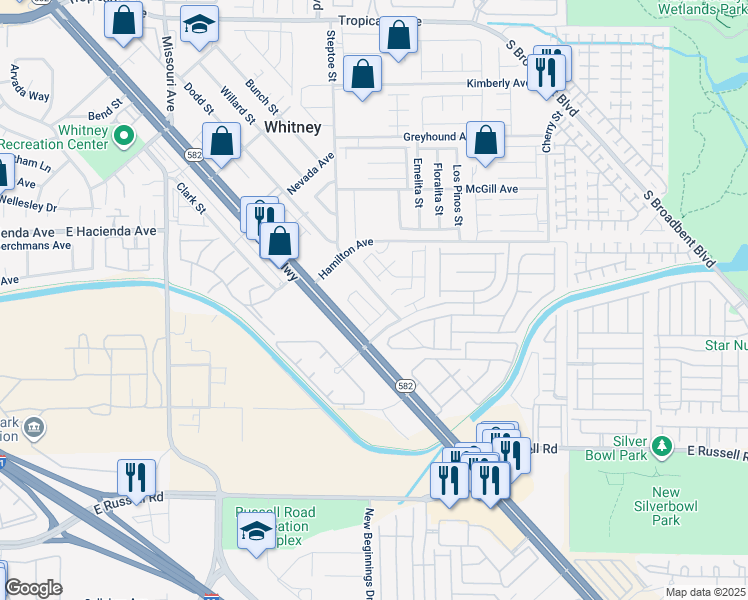 map of restaurants, bars, coffee shops, grocery stores, and more near 6156 Kinnow Place in Las Vegas