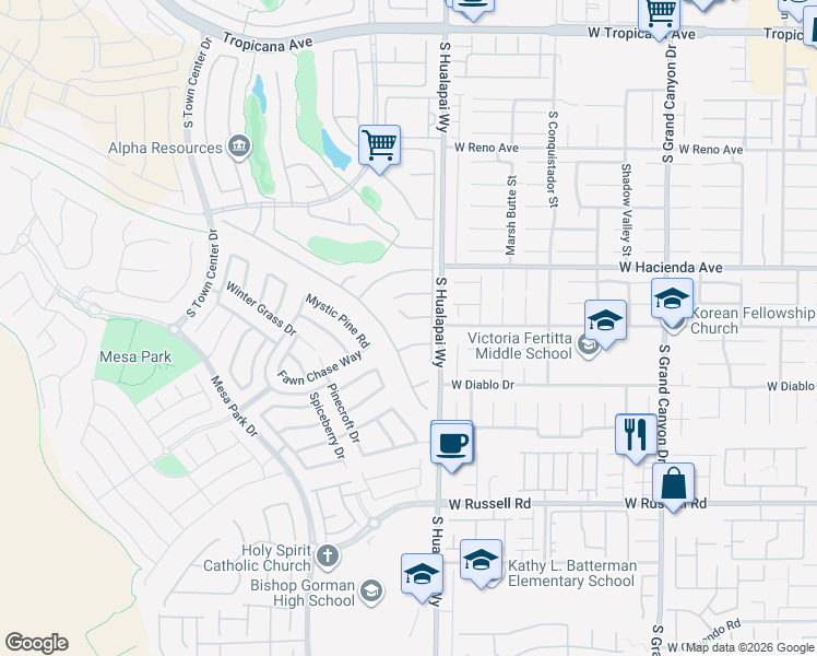 map of restaurants, bars, coffee shops, grocery stores, and more near 10243 Cantiamo Court in Las Vegas