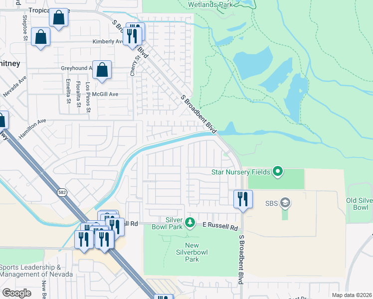 map of restaurants, bars, coffee shops, grocery stores, and more near 5436 Bradford Pear Drive in Las Vegas