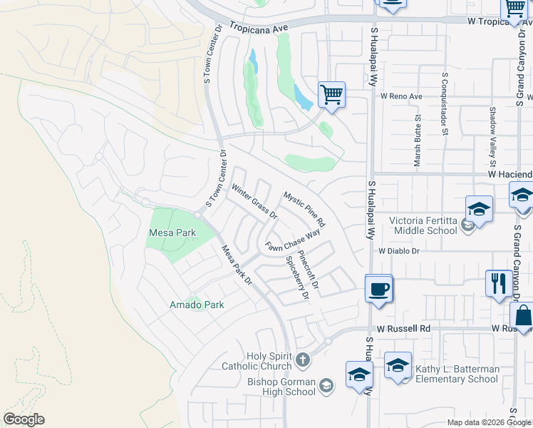 map of restaurants, bars, coffee shops, grocery stores, and more near 5431 Canopy Oak Drive in Las Vegas