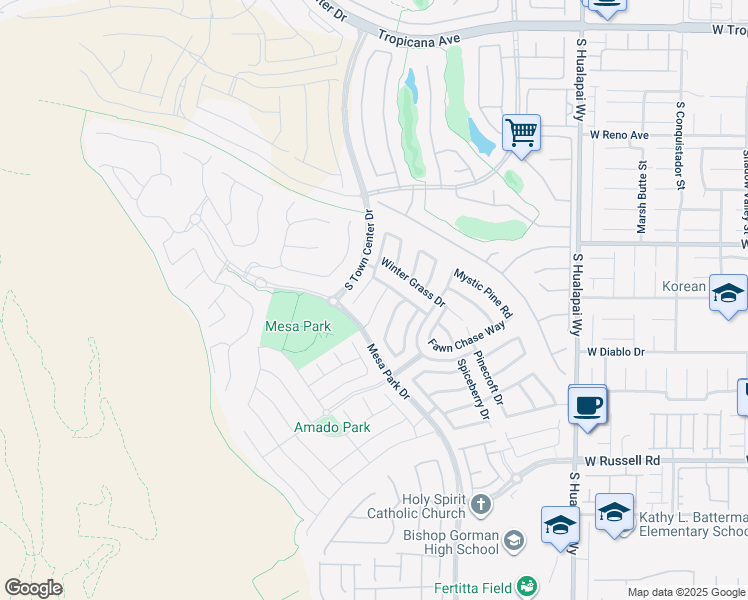 map of restaurants, bars, coffee shops, grocery stores, and more near 5451 Bristol Bend Court in Las Vegas