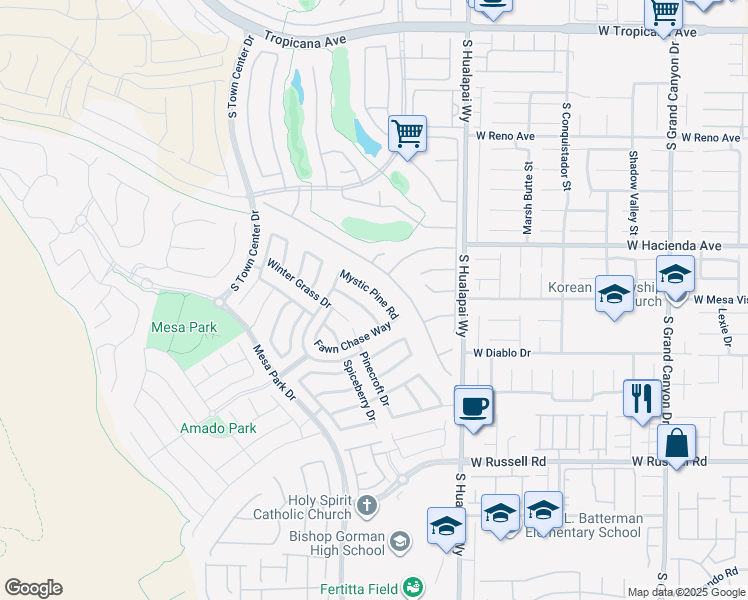 map of restaurants, bars, coffee shops, grocery stores, and more near 10349 Mystic Pine Road in Las Vegas