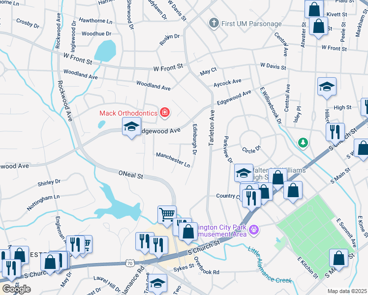 map of restaurants, bars, coffee shops, grocery stores, and more near 417 Portsmouth Court in Burlington