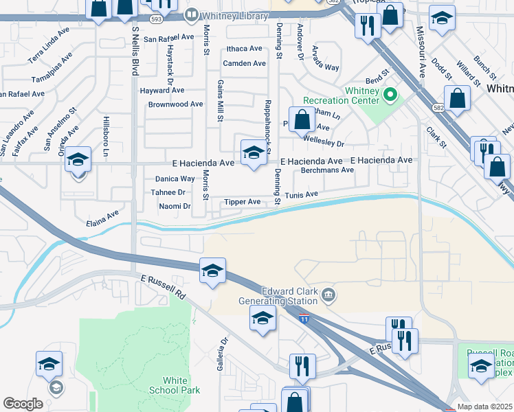 map of restaurants, bars, coffee shops, grocery stores, and more near 5336 Aurora Beam Avenue in Las Vegas