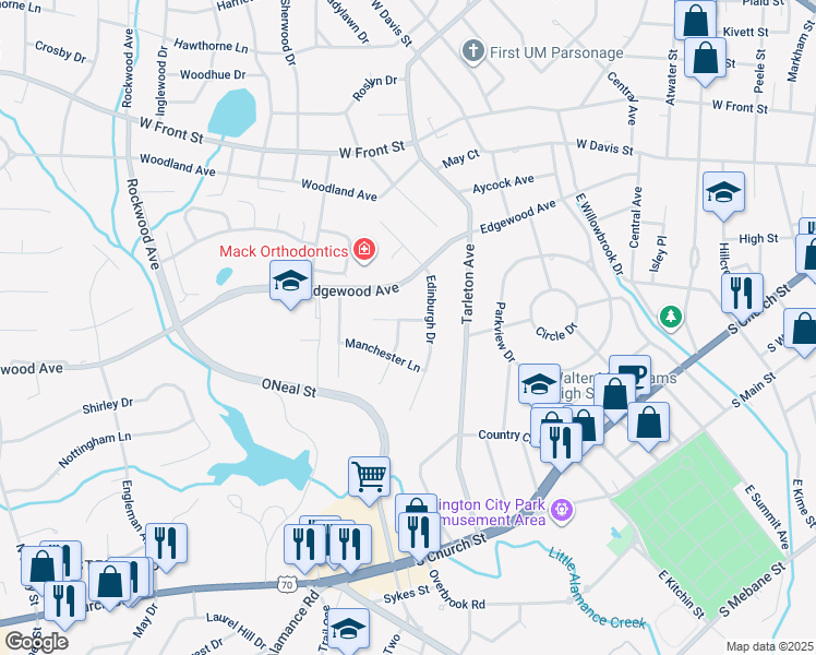 map of restaurants, bars, coffee shops, grocery stores, and more near 417 Portsmouth Court in Burlington