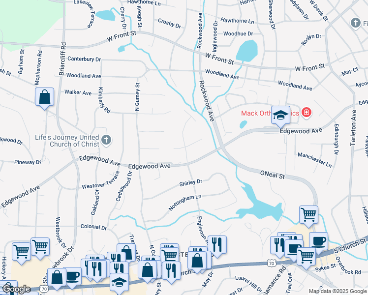 map of restaurants, bars, coffee shops, grocery stores, and more near 714 Engleman Avenue in Burlington
