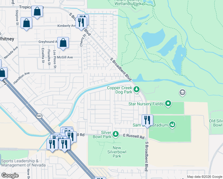 map of restaurants, bars, coffee shops, grocery stores, and more near 5380 Washington Apple Street in Las Vegas