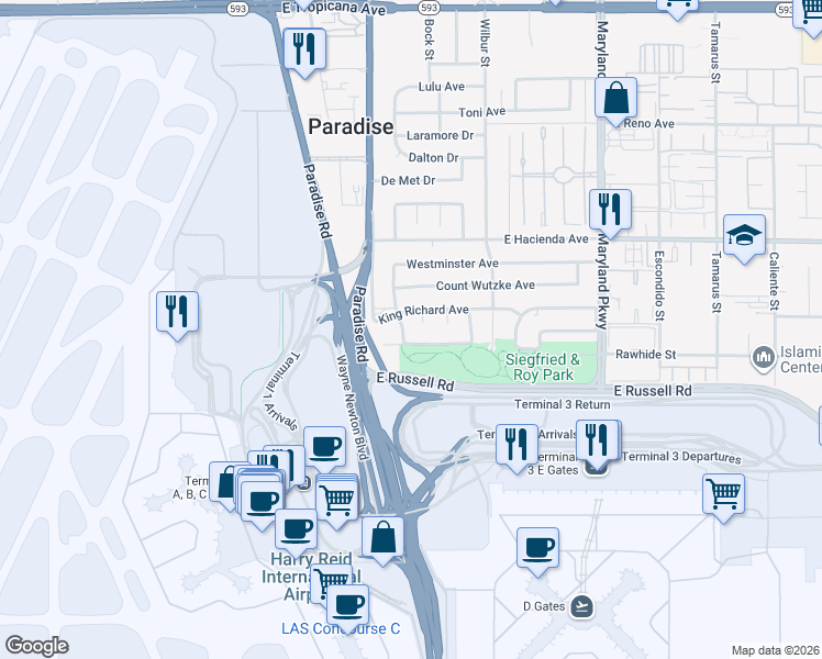 map of restaurants, bars, coffee shops, grocery stores, and more near 852 King Richard Avenue in Las Vegas