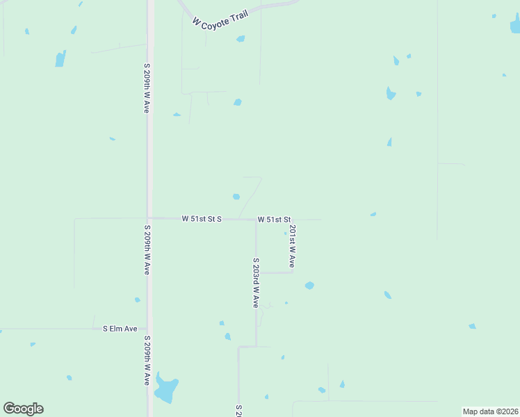 map of restaurants, bars, coffee shops, grocery stores, and more near 20385 West 51st Street in Sand Springs