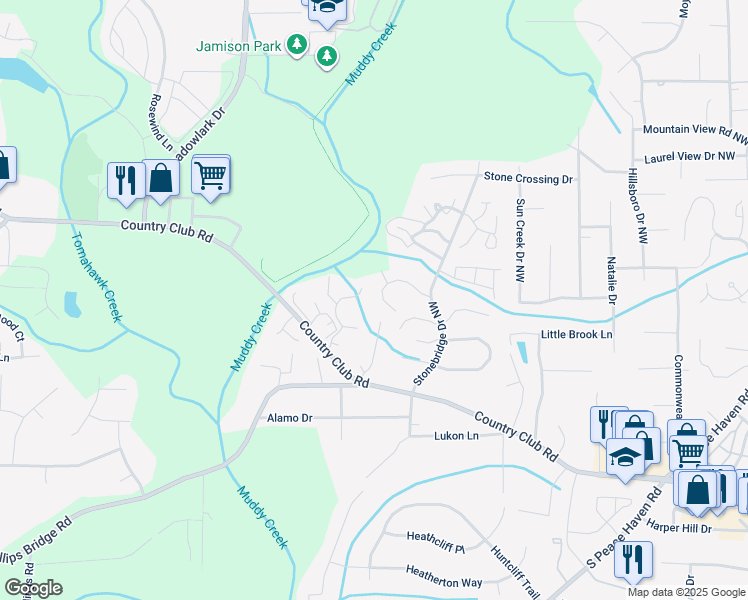 map of restaurants, bars, coffee shops, grocery stores, and more near 696 Balfour Road in Winston-Salem